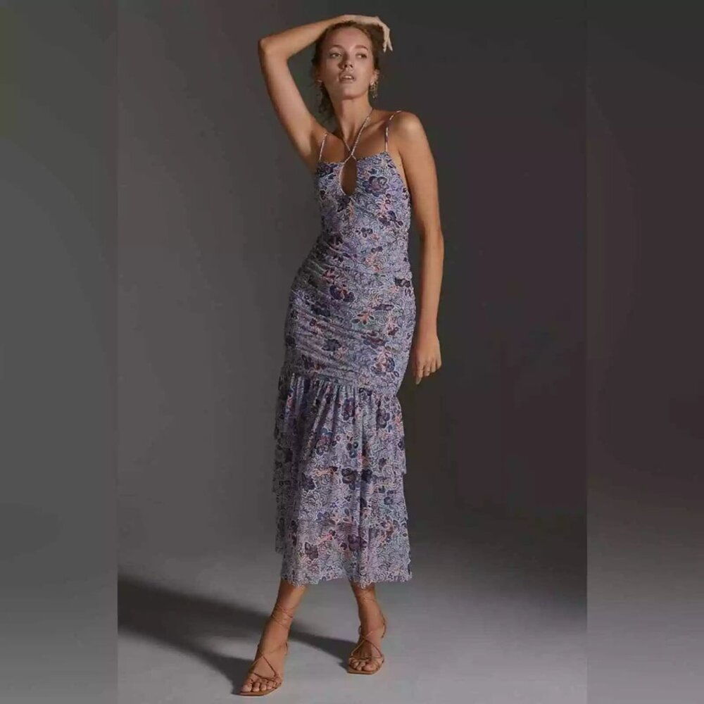 MISA Los Angeles Nicola Halter Midi Dress Size XSMALL